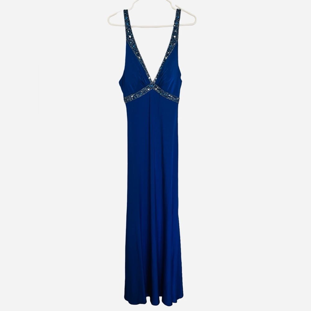Cache Blue Formal Dress with Silver Accents